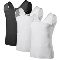 1 x RAW Customer Returns Odoland Men s Body Shaping Undershirt 3 Pack Tummy Control Compression Shirt Men s Shapewear Undershirt Body Shaper Tank Tops, Medium Black White White  - RRP €30.24