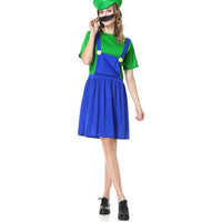 9 x Brand New VISVIC Super Brothers Cosplay Costume, Costume with Hats and Mustache, Classic Cosplay Costume Unisex Men Women Adults Children for Carnival Halloween, Green Boys, L - RRP €303.39