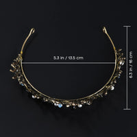 1 x RAW Customer Returns FRCOLOR Vintage Princess Hair Crown Handmad Gold Leaf Tiara Pearl Bridal Crown Wedding Tiaras Hair Accessories - RRP €17.99