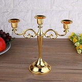 1 x RAW Customer Returns 2 Colors 3 Arms Candle Holder European Style Candlestick Wedding Candle Holder Home Decoration Metal Friends and Family Gold  - RRP €27.38