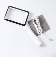 1 x RAW Customer Returns Meichoon Rectangular Magnifier Hand Magnifier USB Rechargeable with 20 LED Lights Touch Adjustable High Resolution Field of View Experiment Observation - RRP €22.99