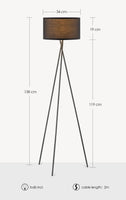 1 x RAW Customer Returns Home Sweet Home Modern Black Metal Floor Lamp 53 53 138cm with E27 LED light source 9W 2700K Retro floor lamp with tripod With black lampshade for living room and bedroom - RRP €43.99