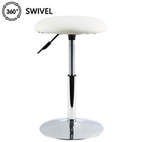 1 x RAW Customer Returns FURWOO Round PU Leather Stool Adjustable Height Swivel Home Office Desk Cake Stool Swivel Desk Shop Home Decor Small White  - RRP €35.99