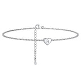 1 x Brand New PROSILVER Heart Anklet Letter H Silver Women Beach Summer Bracelet for Girl 22cm Long with Extender - RRP €23.49