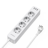 1 x RAW Customer Returns TESSAN 4-way power strip with USB, 3 USB multiple socket with switch, 7 in 1 multiple plug extension cable 2m, 3600W distribution socket, power strip with USB, multiple socket with USB - RRP €18.99