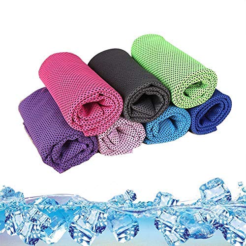 1 x Brand New Losuya 5 Pack Microfiber Cooling Towel for Sports and Fitness Random Color 30x100cm - RRP €11.09