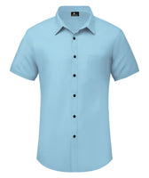 1 x Brand New SwissWell Men s Short Sleeve Casual Shirt Regular Fit Summer Shirt Men s Business Shirt with Chest Pocket Plain 2305 Sky Blue 3XL  - RRP €27.6