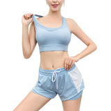 1 x RAW Customer Returns BOTRE Women s Tracksuit Yoga Clothing Suit Set of 5 Sports Suits Jogging Suit Gym Fitness Clothing Running Clothing Sport Yoga Outfit Women s Bra Leggings Set Blue 03, M  - RRP €46.99