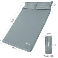 1 x RAW Customer Returns Ubon Self-inflating Double Inflatable Mattress Inflatable Mattress with Pillows Comfortable Air Sleeping 2 People Ergonomic 3.6 CM Portable and Lightweight Camping Bed Gray 190 130 3.6 - RRP €78.99