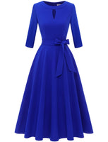 1 x RAW Customer Returns Gardenwed Dresses Women Rockabilly Dresses Women Formal Dresses for Women Elegant Cocktail Dress Women 50s Vintage Dresses 3 4 Sleeve Autumn Winter Midi Petticoat Navy M - RRP €40.33