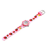 1 x RAW Customer Returns Children s Watch Girls Wristwatch 3D Analogue Quartz Watch Rubber Strap - Pink - Strawberry - RRP €52.8