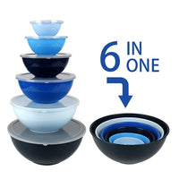 1 x RAW Customer Returns BoxedHome Mixing Bowl Set with Lid, Mixing Bowls, 12 Pack Mixing Bowl Set, Plastic Salad Bowl Non-Slip Stackable Serving Bowls for Kitchen 6 Bowls and 6 Lids, Blue  - RRP €30.24