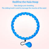 2 x Brand New Smart Hula Hoop Tires Adults, Hullahub For Weight Loss With Auto-Spinning Tire Removable Knots Adjustable Weight Spinning Ball Hoola Hoop With Weight Fitness Blue - RRP €33.6