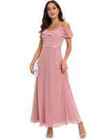 1 x RAW Customer Returns Gardenwed Dusty Rose Blush Prom Wedding Formal Dress, Dusty Rose Blush Cold Shoulder Bridesmaid Evening Formal Dress Blush L - RRP €60.22