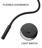 1 x RAW Customer Returns DAWALIGHT Wall Reading Lamp 2 pieces 3W LED 3000K Warm White Reading Lights 40cm Flexible Gooseneck with Switch for Bedroom Office Hotel, Aluminum, Black - RRP €62.99