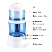 1 x RAW Customer Returns Water filter 16L, activated carbon water filter with softening rate hardness ions is up to 70 , reduction of lime chlorine taste-impairing substances, mineral purify filter dispenser filtration system - RRP €59.79