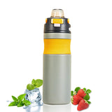 1 x Brand New Thermos bottle 580ml made of stainless steel, EUBSWA thermos bottle with push button lid with straw, insulation of warm drinks gray  - RRP €20.4