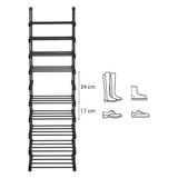 1 x RAW Customer Returns SONGMICS Shoe Rack with 10 Tiers, Open Shoe Cabinet, Narrow Shoe Rack, Metal Shoe Storage, Space Saving, for Dressing Room, Hallway, 30 x 45 x 174 cm, Black LSA25BK - RRP €25.99