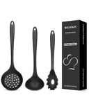 1 x RAW Customer Returns Pieces Silicone Kitchen Utensils Set, Soup Ladle Pasta Fork Slotted Spoon, Non-Stick BPA Free, High Heat Resistant Cooking Utensils for Mixing, Serving, Draining, Flipping, Stirring - RRP €16.13