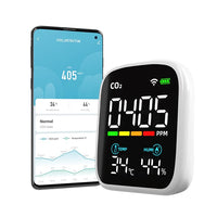 1 x RAW Customer Returns CO2 measuring device, NDIR air quality indoor air monitor, WiFi power saving CO2 detector with portable alarm, CO2 thermometer with digital, temperature humidity, carbon dioxide meter for home office - RRP €50.41