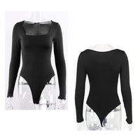 1 x RAW Customer Returns KOEMCY Women s Bodysuit Long Sleeve Elegant Sexy Women s Bodycon Jumpsuit Black Basic Bodysuit Women s Stretch Romper Solid Color Casual Jumpsuits Tops Black, M  - RRP €20.16