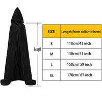 4 x Brand New ZYYRSS Halloween Velvet Capes, Unisex Full Length Hooded Capes with Hood Halloween Cosplay Costume Medium, Black  - RRP €56.44