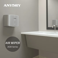 1 x RAW Customer Returns anydry 2630S Compact hand dryer, automatic electric hand dryer for wall mounting, for commercial or private use, hand dryer for toilets. 1400-1650W. Silver  - RRP €115.0