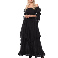 1 x RAW Customer Returns CR ROLECOS Renaissance Dress Victorian Dress Women s Costume Satin High Waist Medieval Black XXL 3XL - RRP €50.4