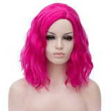 1 x RAW Customer Returns Short Hot Pink Women Wig, TANTAKO Wavy Magenta Pink Bob Synthetic Wig Halloween Cosplay Costume Wig - RRP €22.18