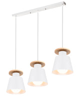 1 x RAW Customer Returns TOKIUS pendant light vintage 3-light hanging lamp wooden metal lampshade industrial hanging light ceiling lamp for living room dining room white, type B  - RRP €37.67