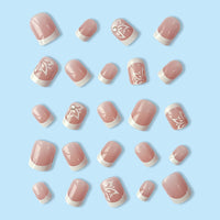 5 x Brand New 24 PCS White Press on Nails, Shiny Square False Nails French Artificial Nails Full Cover Artificial Nail Tips with Rhinestone Design for Women Daily Decoration - RRP €45.85