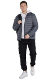 1 x RAW Customer Returns fit space men s lightweight winter jacket chest pocket jacket men s quilted jacket removable hood down jacket men s transitional jacket dark grey XL - RRP €41.34