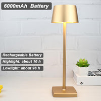 1 x RAW Customer Returns Wireless Table Lamp, 6000mAh Rechargeable Battery, IP54 Waterproof, Aluminum Alloy, Touch Dimming, 4W LED Warm Light, for Indoor and Outdoor Restaurant Buffet Cafe, Gold - RRP €69.96