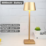 1 x RAW Customer Returns Wireless Table Lamp, 6000mAh Rechargeable Battery, IP54 Waterproof, Aluminum Alloy, Touch Dimming, 4W LED Warm Light, for Indoor and Outdoor Restaurant Buffet Cafe, Gold - RRP €69.96