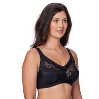 1 x RAW Customer Returns Kudreshov Lingerie Women s Bra without Underwire Emma Large Sizes in Black B F - Relief Bra for Large Breasts Strong Support - Bustier Women s Stretch Lace - Classic Bra Wide Straps 110 D - RRP €36.29