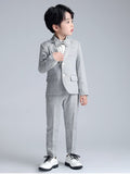 1 x RAW Customer Returns LOLANTA 3-Piece Boys Plaid Suit Set, Elegant Blazer for Wedding Prom, Formal Wear Jacket-Pant-Bow Tie Set 11-12 Years, Gray  - RRP €39.98