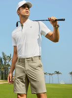 1 x RAW Customer Returns Elegancity Men s Golf Trousers Short Summer Chino Shorts Fit Casual Trousers Men s Cargo Trousers with Belt Khaki L - RRP €29.99