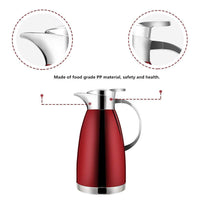 1 x RAW Customer Returns Haosens 1.8 liter stainless steel thermos flask, double layer vacuum coffee pot - elegant design, double-walled insulation red  - RRP €28.22