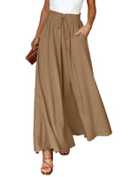 1 x RAW Customer Returns Dokotoo Summer Pants Women Lightweight Palazzo Pants Elegant Summer High Waist Baggy Casual Pants Cotton Linen Wide Pants with Pockets Drawstring Elastic Solid Color Fabric Pants Khaki S - RRP €37.3