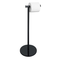 1 x RAW Customer Returns Sayayo Floor Standing Roll Holder, 58cm Floor Standing Toilet Paper Holder in 304 Stainless Steel, Tempered Glass Base, Black, Without Drilling, Standing, EGKN220LD-B - RRP €27.29