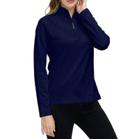 1 x RAW Customer Returns MoFiz Women s Sweatshirt Long Sleeve Sport Shirt 1 4 Zip Navy Blue S - RRP €27.99