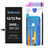 1 x RAW Customer Returns bokman Battery for iPhone 12 iPhone 12 Pro, High Capacity with 3600 mAh Polymer Lithium Battery Replacement with Repair Kit - RRP €25.66