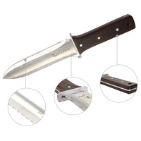 1 x RAW Customer Returns CIELCERA Hori Hori Garden knife with sharpening rod, ideal for digging in the garden and landscaping weeding instrument, stainless steel blade with protective hand guard - RRP €29.0