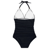 1 x RAW Customer Returns Durio Women s Swimsuit Triangle V Neck Deep Back Figure Shaping One Piece Swimwear Swimsuit Sexy Black XL - RRP €30.24