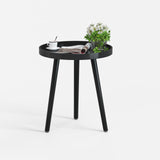 1 x RAW Customer Returns APICIZON Side Table Black Round, Small Table, 38 x 45cm, Living Room Table, Bedside Table with Solid Wood Legs, Scandinavian Style, Small Wooden Coffee Table for Bedroom, Balcony - RRP €34.27