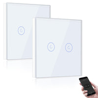 1 x RAW Customer Returns BSEED Smart Alexa Light Switch 2 Gang 2 Way Wifi Smart Light Switch works with Amazon Alexa and Google Home,Glass Touch Screen Switch White-2 Pack Neutral Wire Required  - RRP €43.96