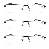 1 x RAW Customer Returns MMOWW Pack of 3 Reading Glasses for Men and Women Portable Ultralight TR90 Reading Aid Half-Rim Metal Glasses with Glasses Case Black, 1.0  - RRP €24.19