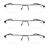 1 x RAW Customer Returns MMOWW Pack of 3 Reading Glasses for Men and Women Portable Ultralight TR90 Reading Aid Half-Rim Metal Glasses with Glasses Case Black, 1.0  - RRP €24.19