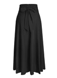 1 x RAW Customer Returns Black Skirt Long Women Summer Elegant High Waist A Line Slit Maxi Skirt Long Skirt with Pockets XL - RRP €32.99