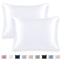 1 x RAW Customer Returns Texbee silk pillowcase hair and skin care with double-sided zipper 22 Momme silk 2 pieces 40x60cm-Pure White - RRP €36.13